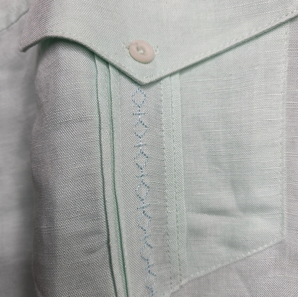Cubavera Shirt Mens XL Green White Guayabera Embroidered Button Up Short Sleeven - Picture 8 of 17